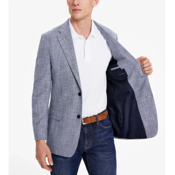 Tommy Hilfiger Conrad Men’s 38R Blue Modern Fit Textured Blazer NWT - Picture 3 of 10